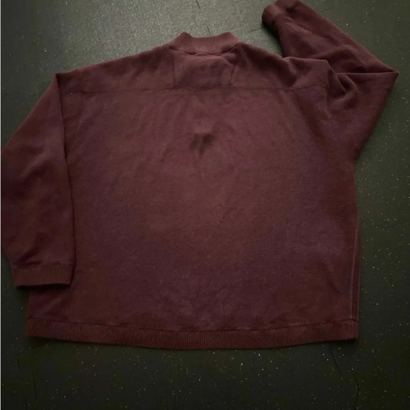 Mens Pullover 1/4 Zip Cotton Sweater Kirkland Sz XXL Burgundy Good Cond - Picture 6 of 6